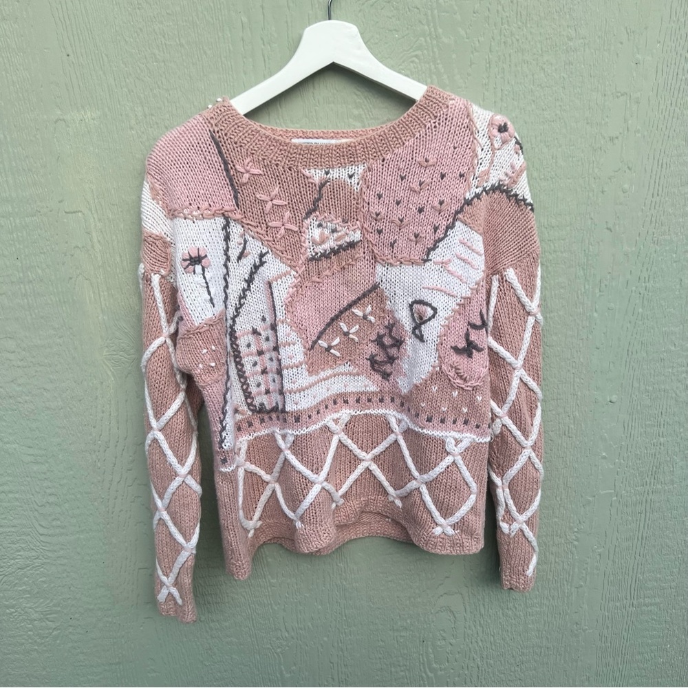 Vintage Hand Knit Women’s Pink Sweater by Colleen’s Collectibles